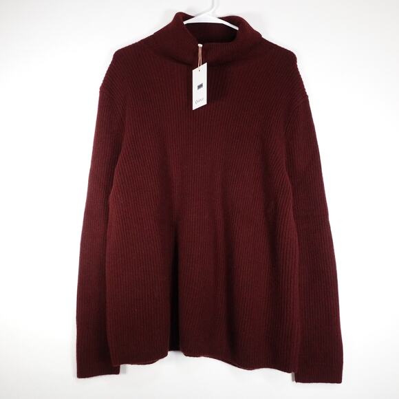 New Quince Large Mongolian Cashmere Fisherman Turtleneck Sweater Rich Burgundy - Picture 1 of 8